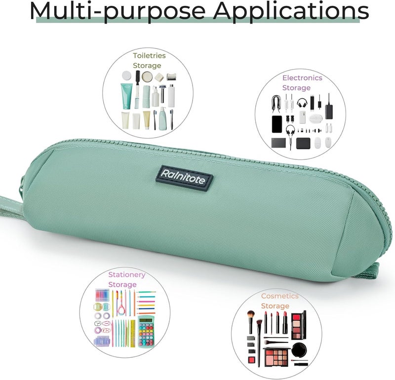 Ralnitote Store Large Pencil Case with 180° Open Design, Big Capacity Pen Bag for Girls & Boys, Aesthetic & Cute Pencil Pouch for School, Office, Makeup & Tech Accessories-Green - Image 5